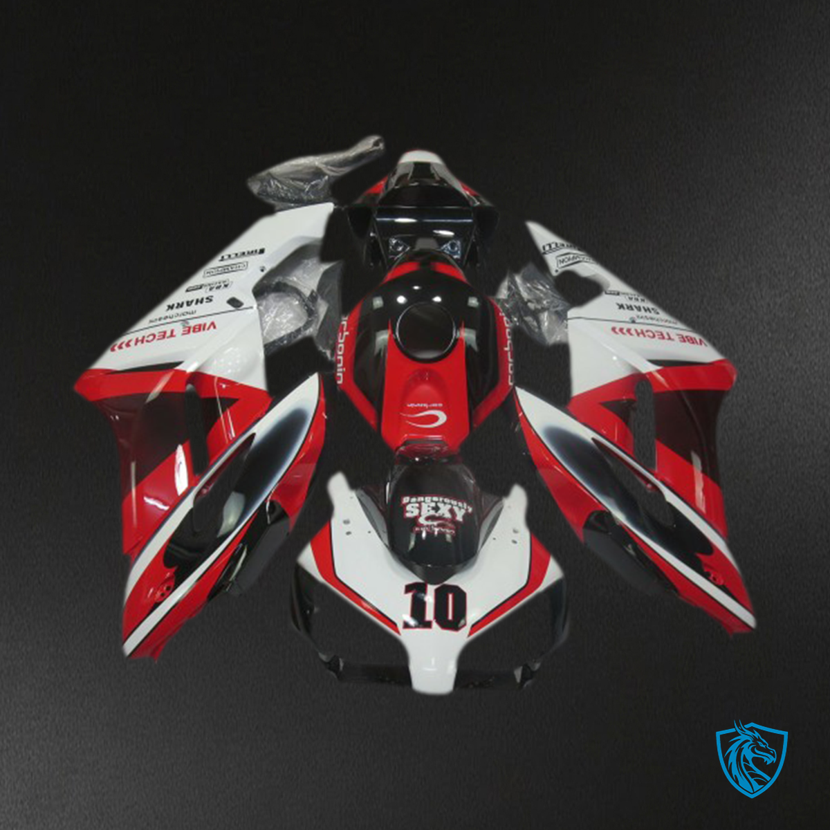 Honda CBR1000RR (2004-2005) White & Red Motorcycle Fairings - Aftermarket ABS Bodywork