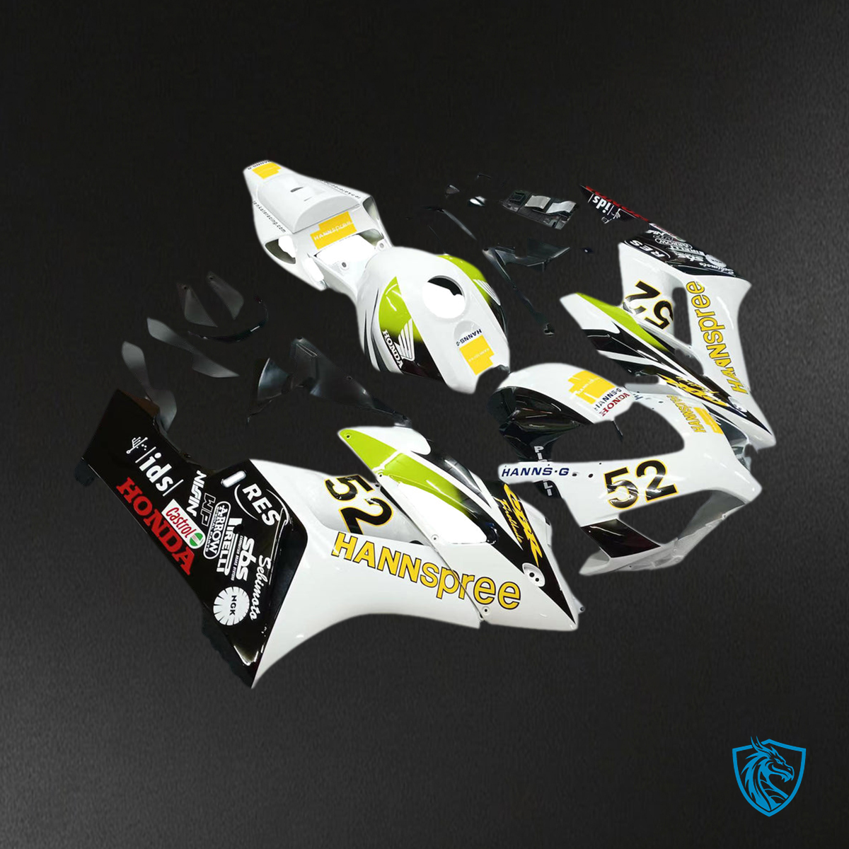 Honda CBR1000RR (2004-2005) White & Black Hannspree Generic Fairings Kit | ABS Bodywork