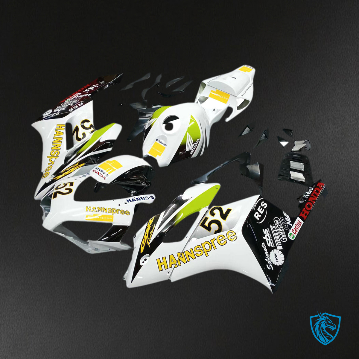 Honda CBR1000RR (2004-2005) White & Black Hannspree Generic Fairings Kit | ABS Bodywork
