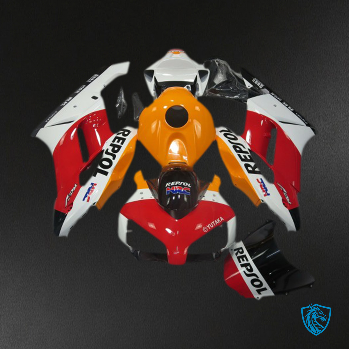 Honda CBR1000RR (2004-2005) White, Red & Orange Repsol - MERGEment Motorcycle Fairings Kit