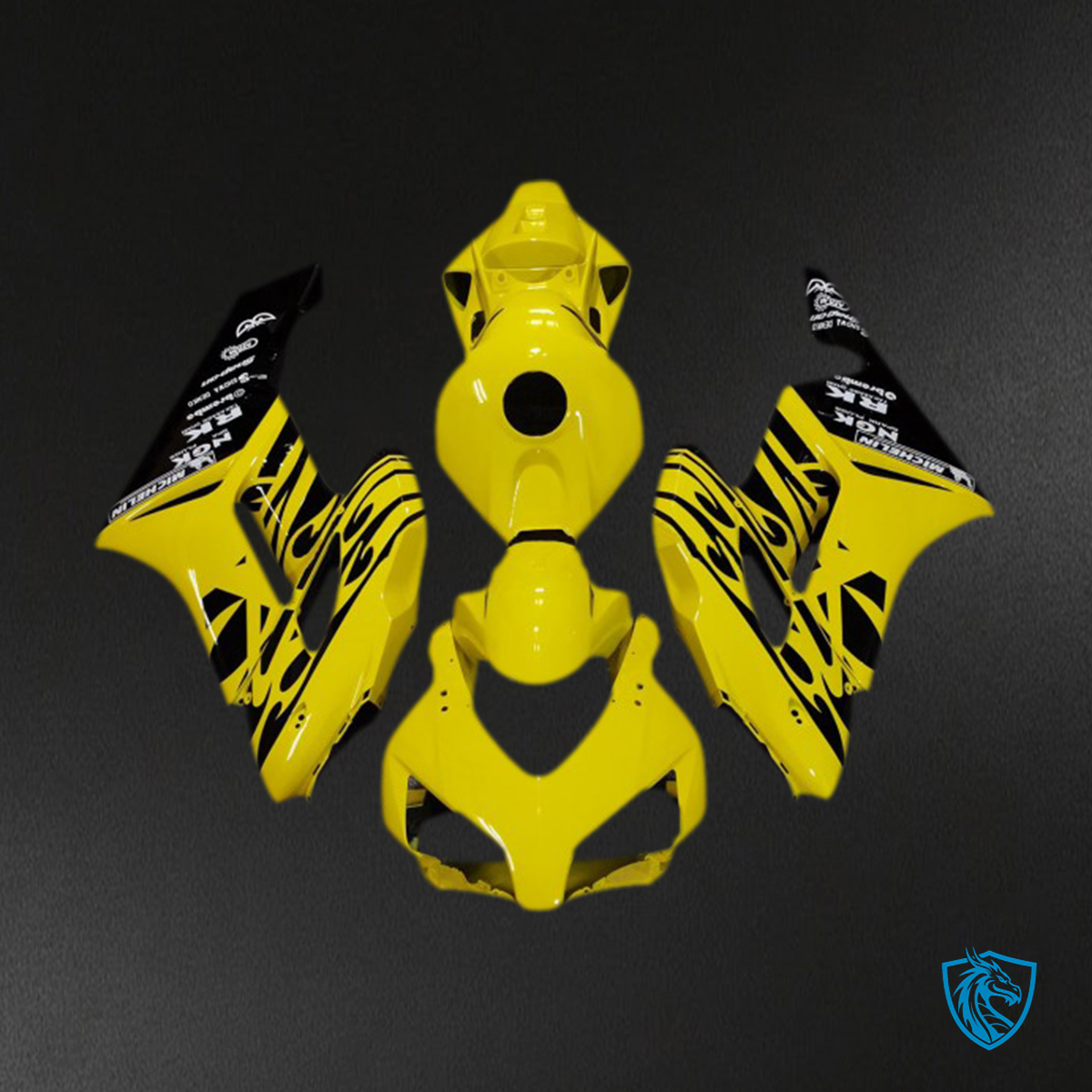 Honda CBR1000RR (2004-2005) Yellow & Black Flame Motorcycle - Custom ABS Fairing Kit