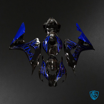Honda CBR1000RR (2006-2007) Black Gloss & Blue Flame Fairings Kit- Aftermarket ABS Bodywork