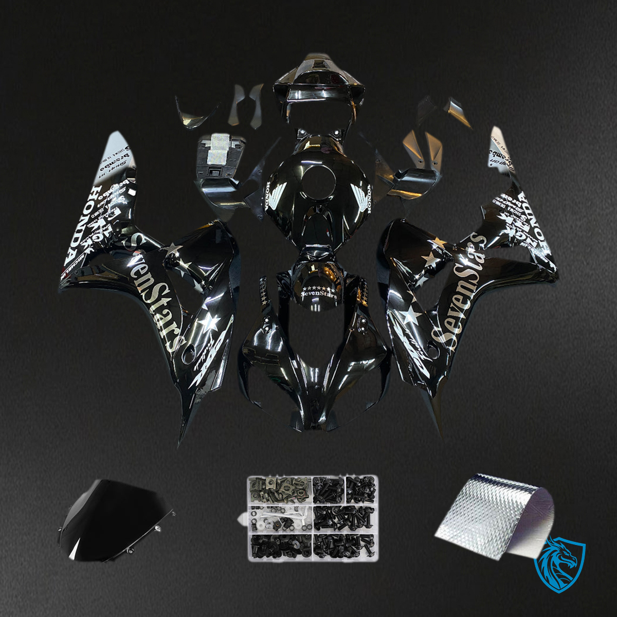 Honda CBR1000RR (2006-2007) Black Seven Stars Generic - Custom ABS Fairing Kit