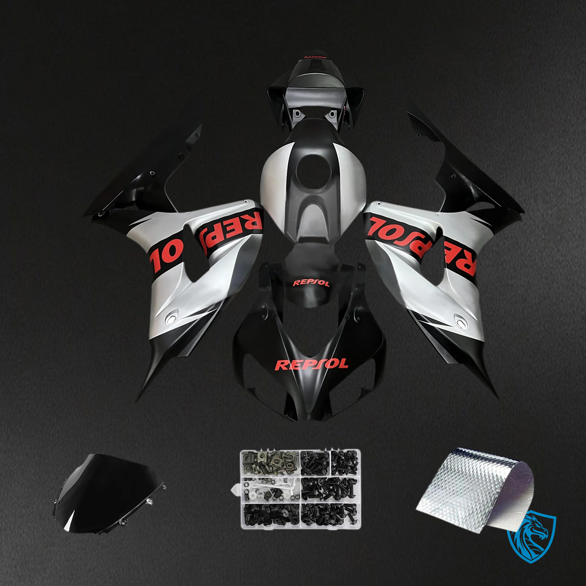 Honda CBR1000RR (2006-2007) Black & Silver - Fairing Kit