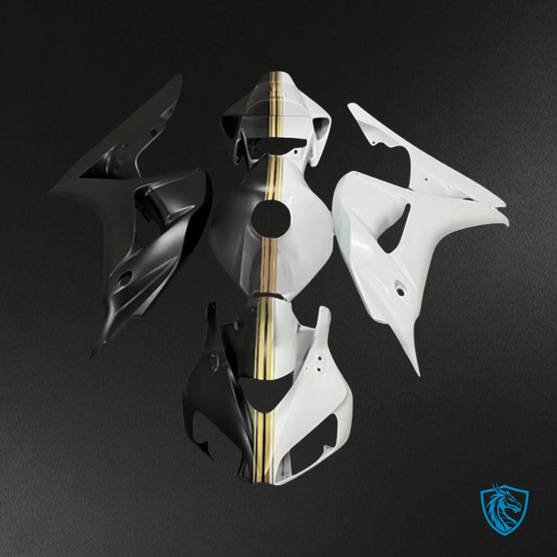 Honda CBR1000RR (2006-2007) Black - White & Gold - Fairing Kit
