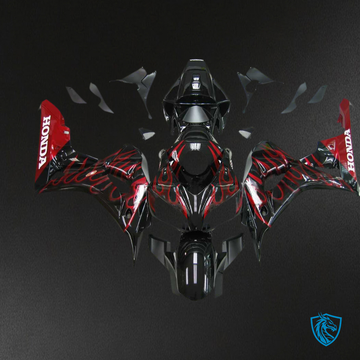 Honda CBR1000RR (2006-2007) Black & Red Flame Generic Fairings Kit | ABS Bodywork