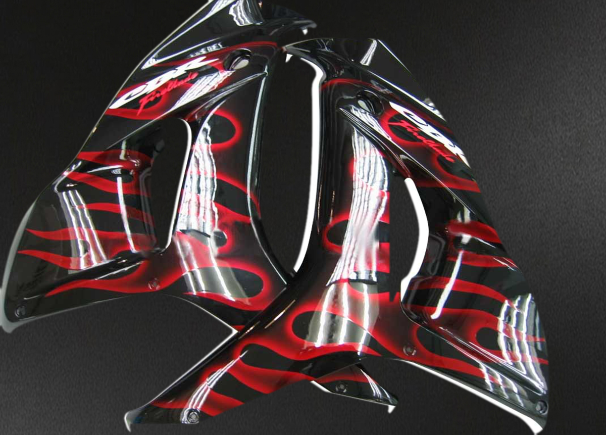 Honda CBR1000RR (2006-2007) Black & Red Flame Generic Fairings Kit | ABS Bodywork