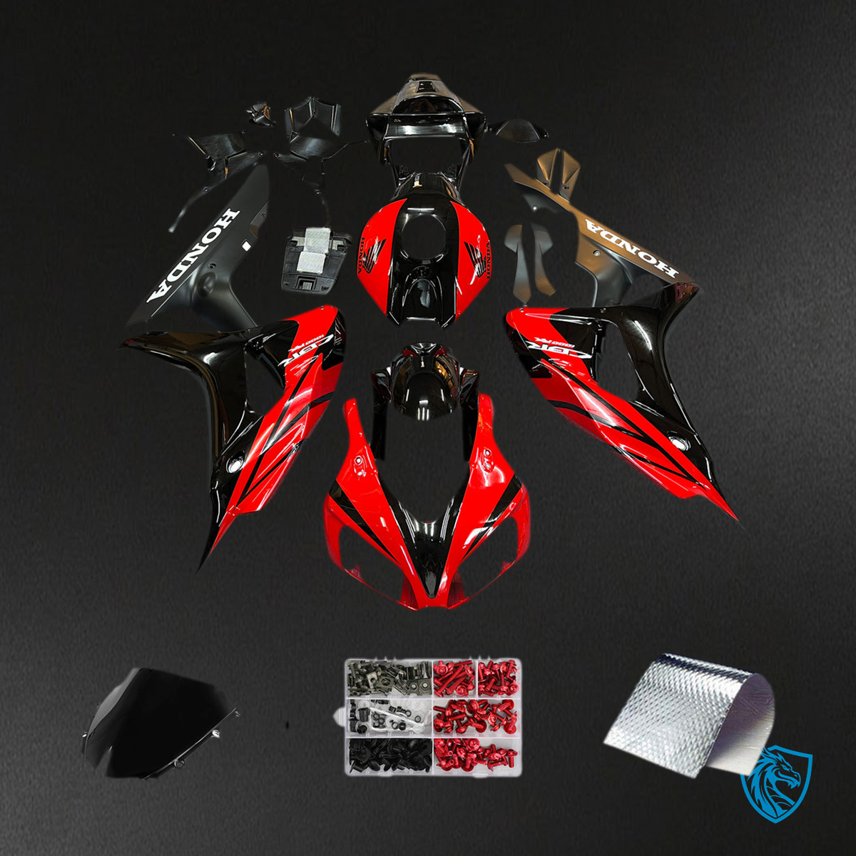 Honda CBR1000RR (2006-2007) Black & Red Generic - MERGEment Motorcycle Fairings Kit