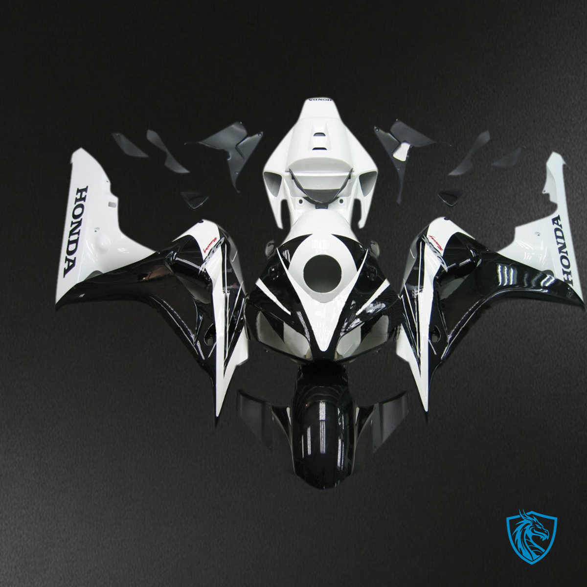 Honda CBR1000RR (2006-2007) Black & White Generic Fairings Kit - Aftermarket ABS Bodywork