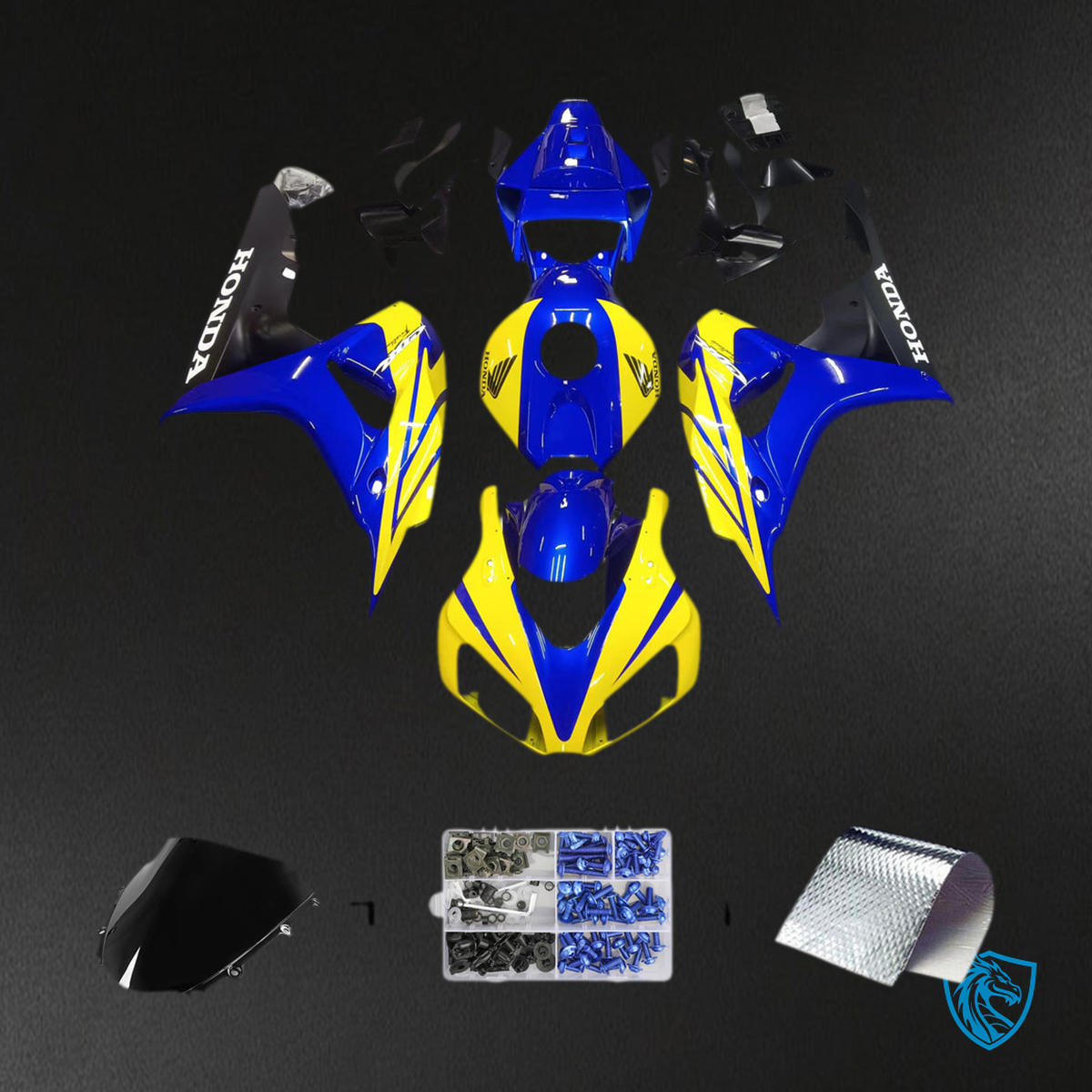 Honda CBR1000RR (2006-2007) Blue & Yellow Racing Generic Fairings Kit - Aftermarket ABS Bodywork