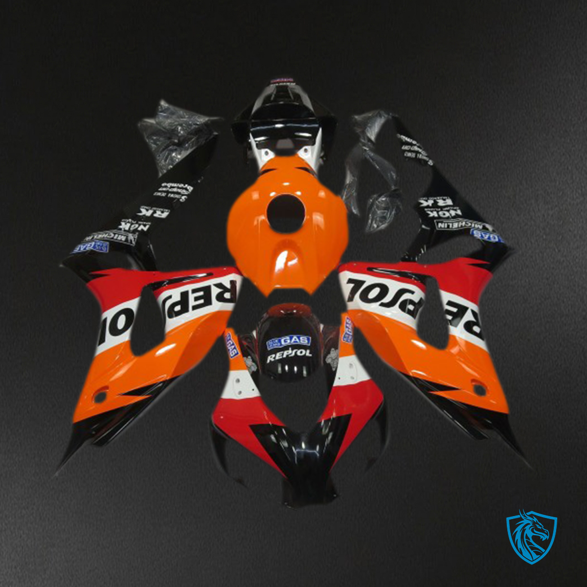 Honda CBR1000RR (2006-2007) Orange, Red & Black Repsol Style Motorcycle - Custom ABS Fairing Kit