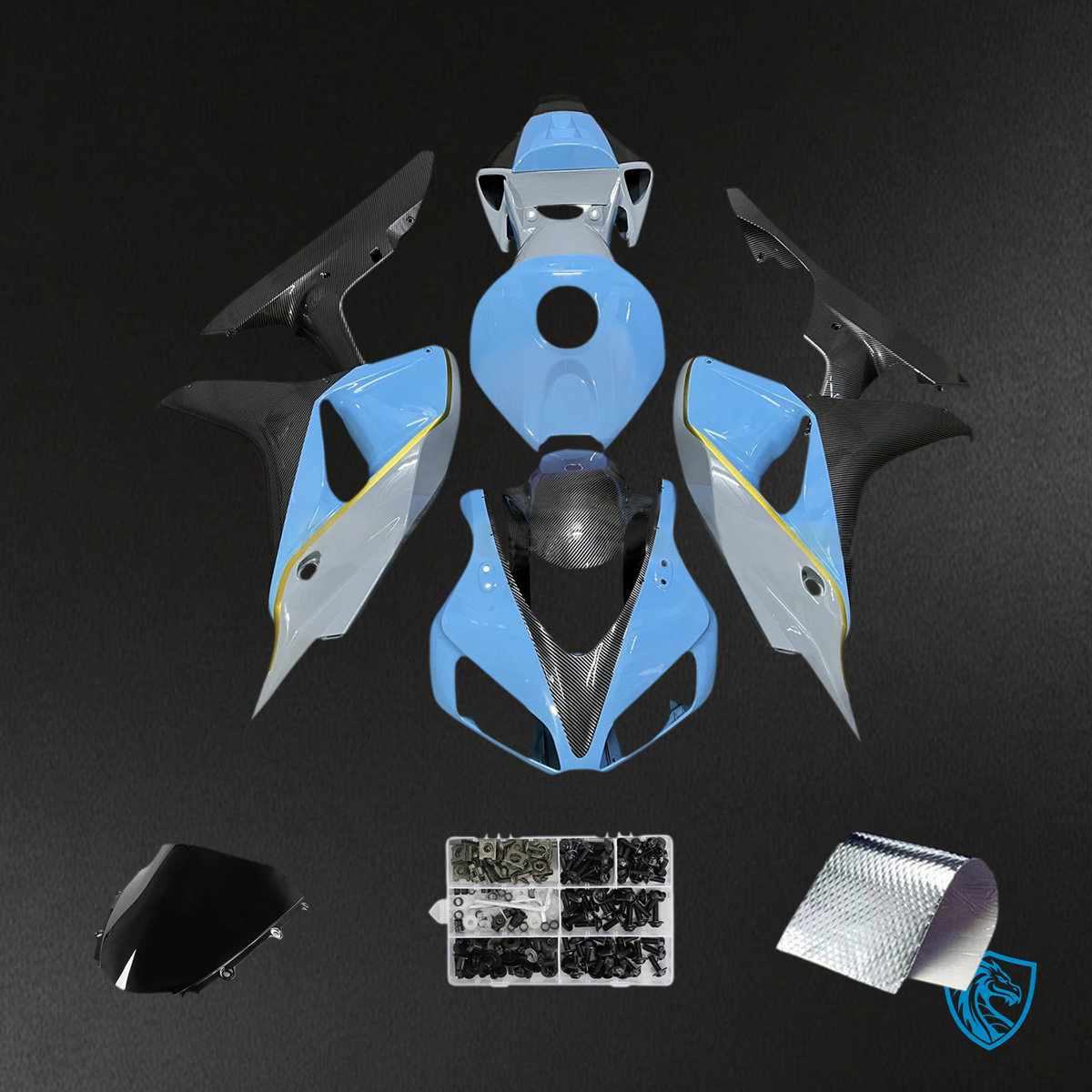 Honda CBR1000RR (2006-2007) Carbon Fiber Light Blue & Gray - Fairing Kit
