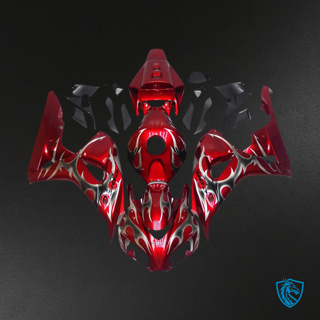 Honda CBR1000RR (2006-2007) Red & Silver Flame - MERGEment Motorcycle Fairings Kit
