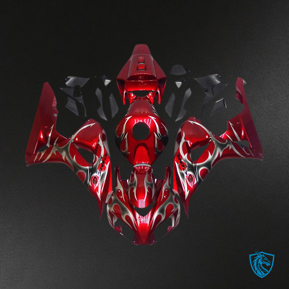 Honda CBR1000RR (2006-2007) Red & Silver Flame - MERGEment Motorcycle Fairings Kit