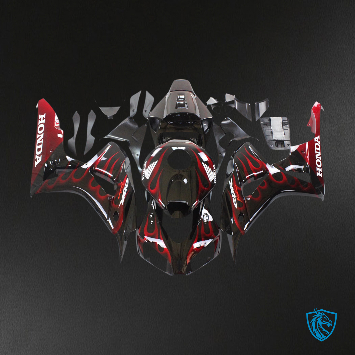 Honda CBR1000RR (2006-2007) Flame Racing Black & Red - Fairing Kit