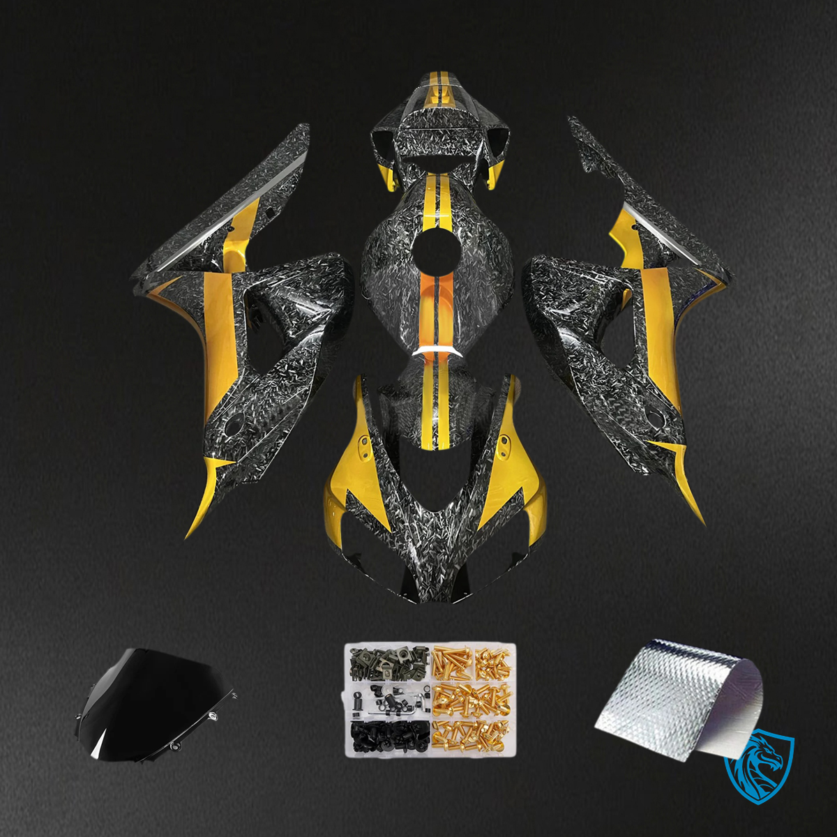 Honda CBR1000RR (2006-2007) Forged Carbon Fiber Patterns Gold - Fairing Kit