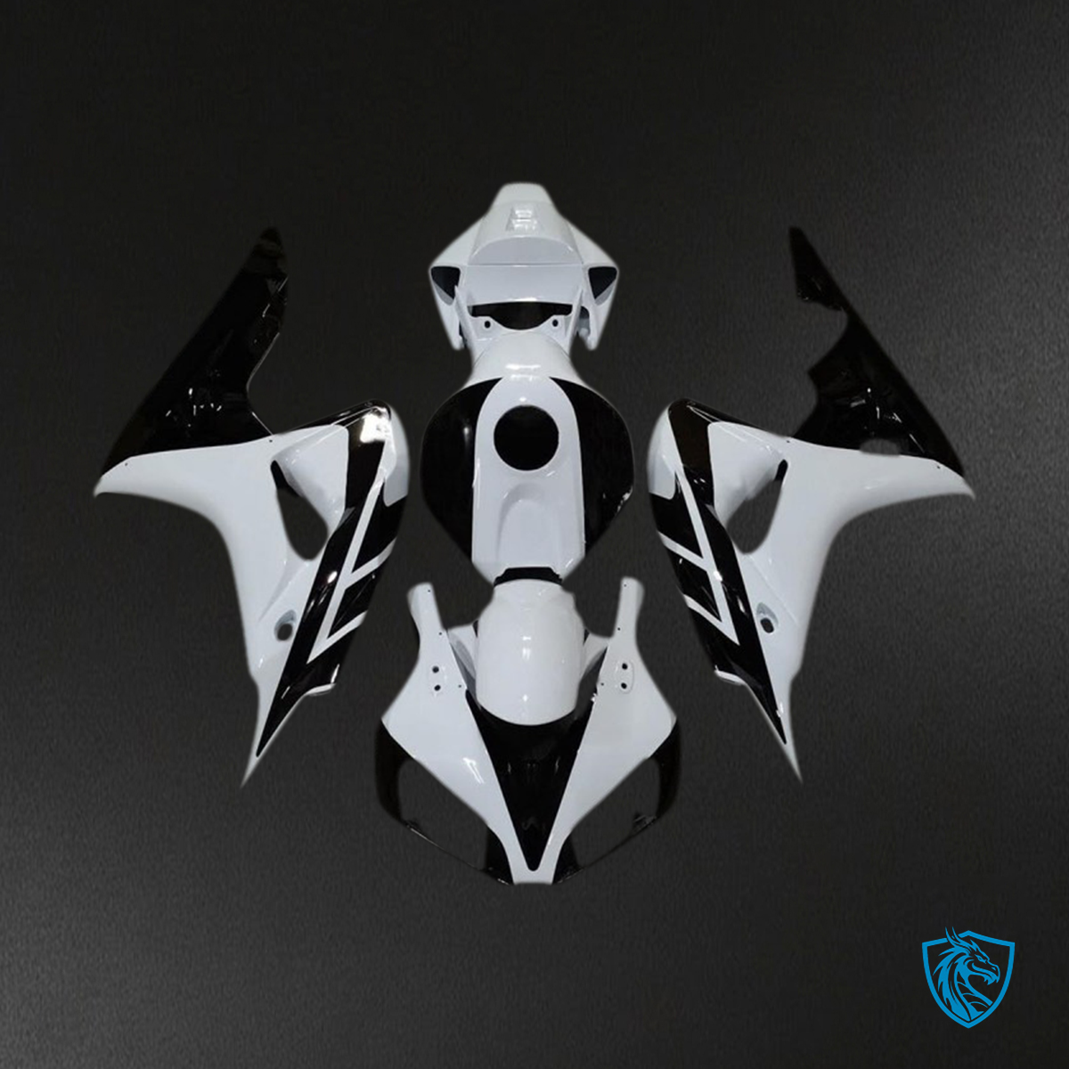 Honda CBR1000RR (2006-2007) Glossy White & Black - MERGEment Motorcycle Fairings Kit