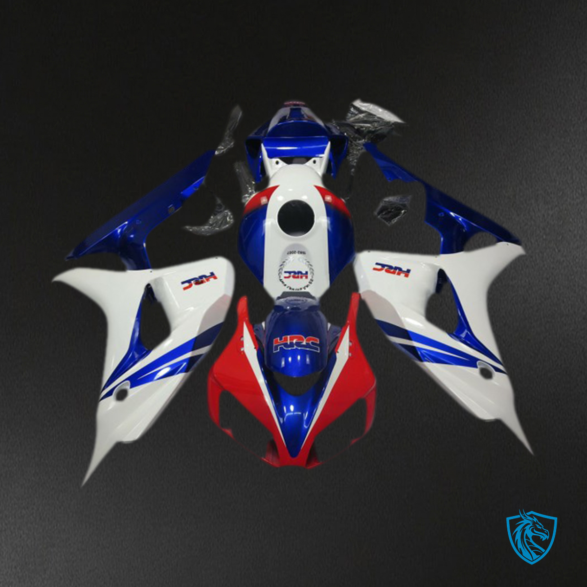 Honda CBR1000RR (2006-2007) White, Red & Blue HRC OEM Style Fairings Kit - Aftermarket ABS Bodywork