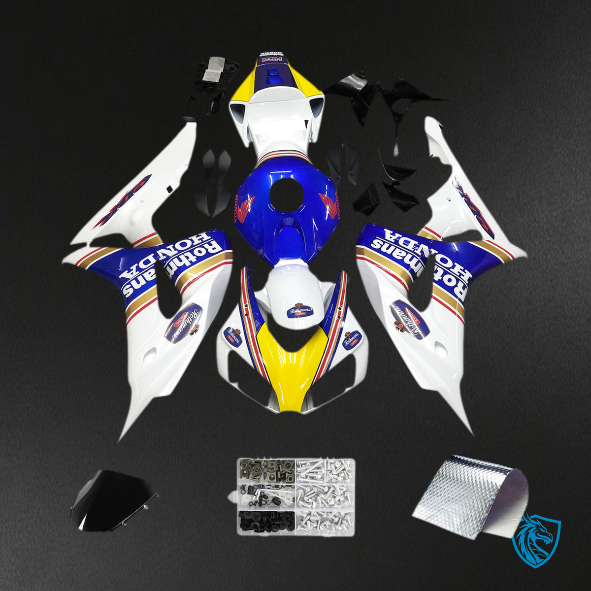 Honda CBR1000RR (2006-2007) White & Blue Racing Generic - Custom ABS Fairing Kit