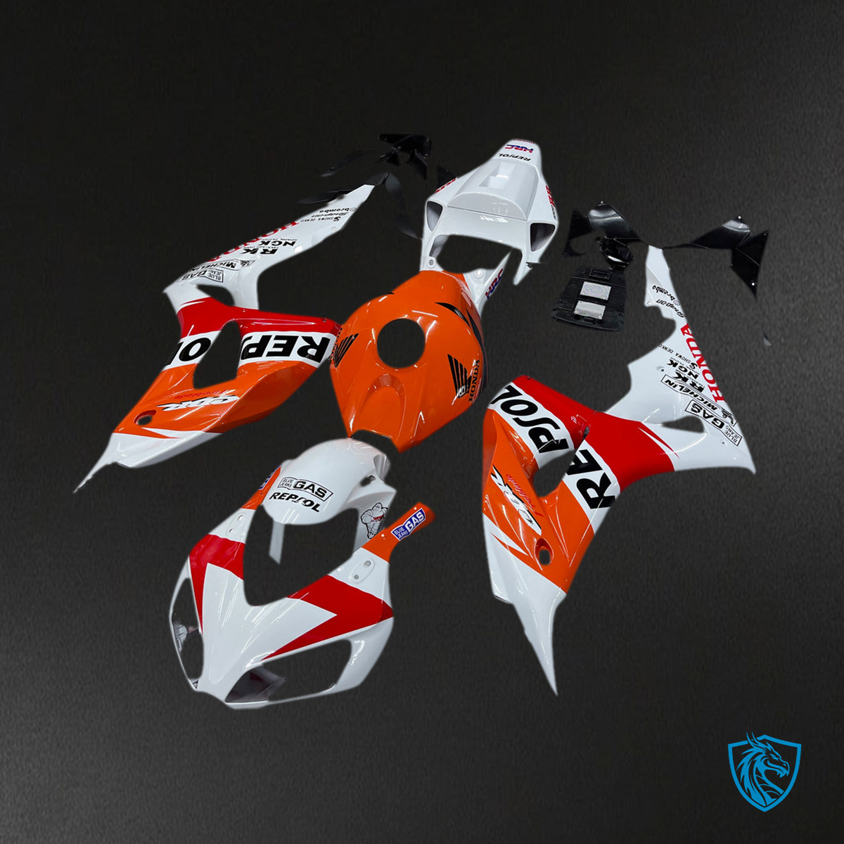 Honda CBR1000RR (2006-2007) White & Orange Repsol Generic Fairings Kit - Aftermarket ABS Bodywork