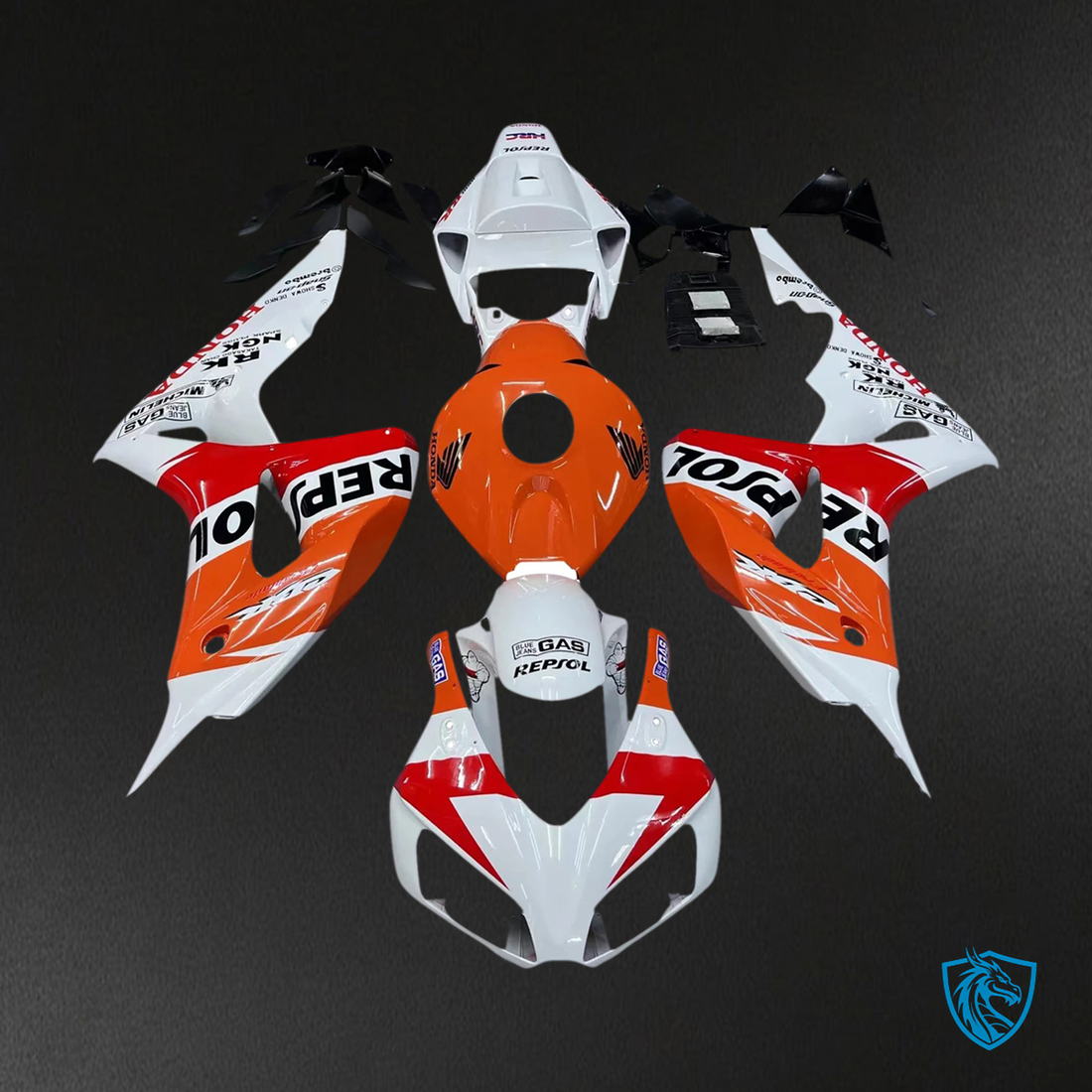 Honda CBR1000RR (2006-2007) White & Orange Repsol Racing - Fairing Kit