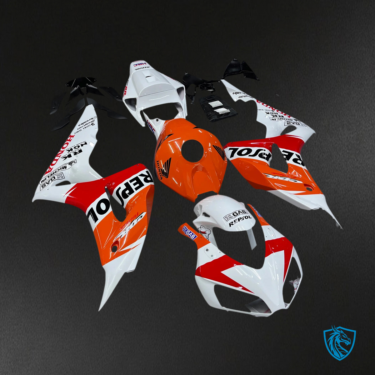 Honda CBR1000RR (2006-2007) White & Orange Repsol Racing - Fairing Kit