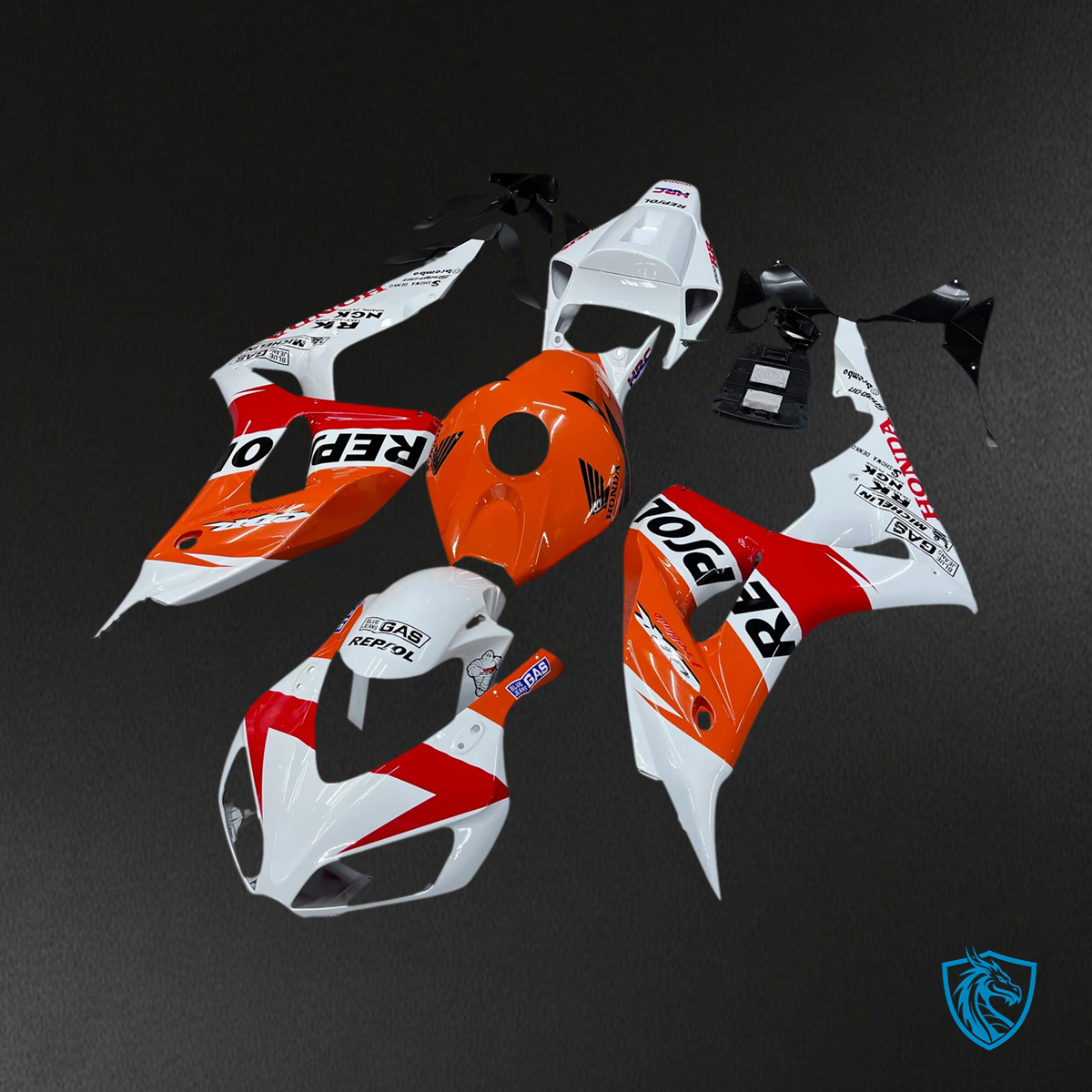 Honda CBR1000RR (2006-2007) White & Orange Repsol Racing - Fairing Kit