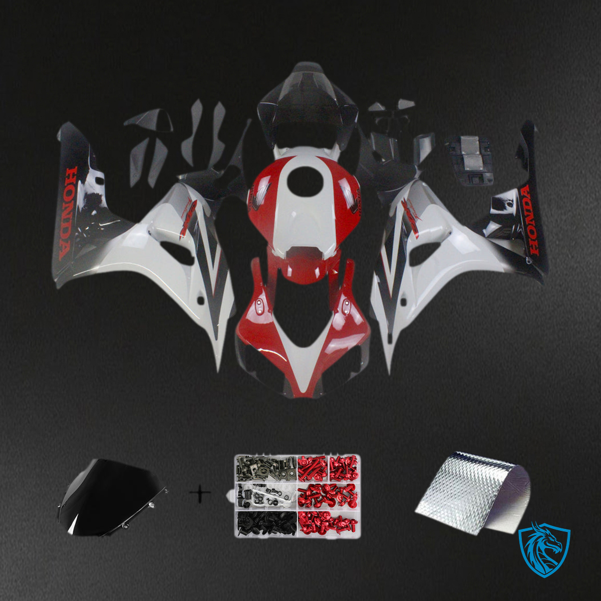 Honda CBR1000RR (2006-2007) White, Red & Black Generic Fairings Kit - Aftermarket ABS Bodywork