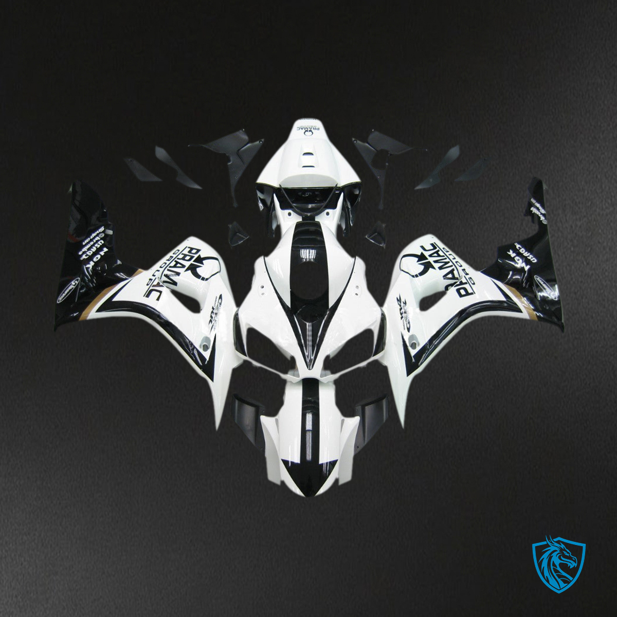 Honda CBR1000RR (2006-2007) White & Black Racing Generic Fairings Kit | ABS Bodywork