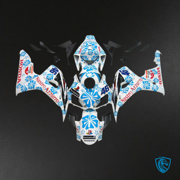 Honda CBR1000RR (2006-2007) White & Blue Floral - MERGEment Motorcycle Fairings Kit