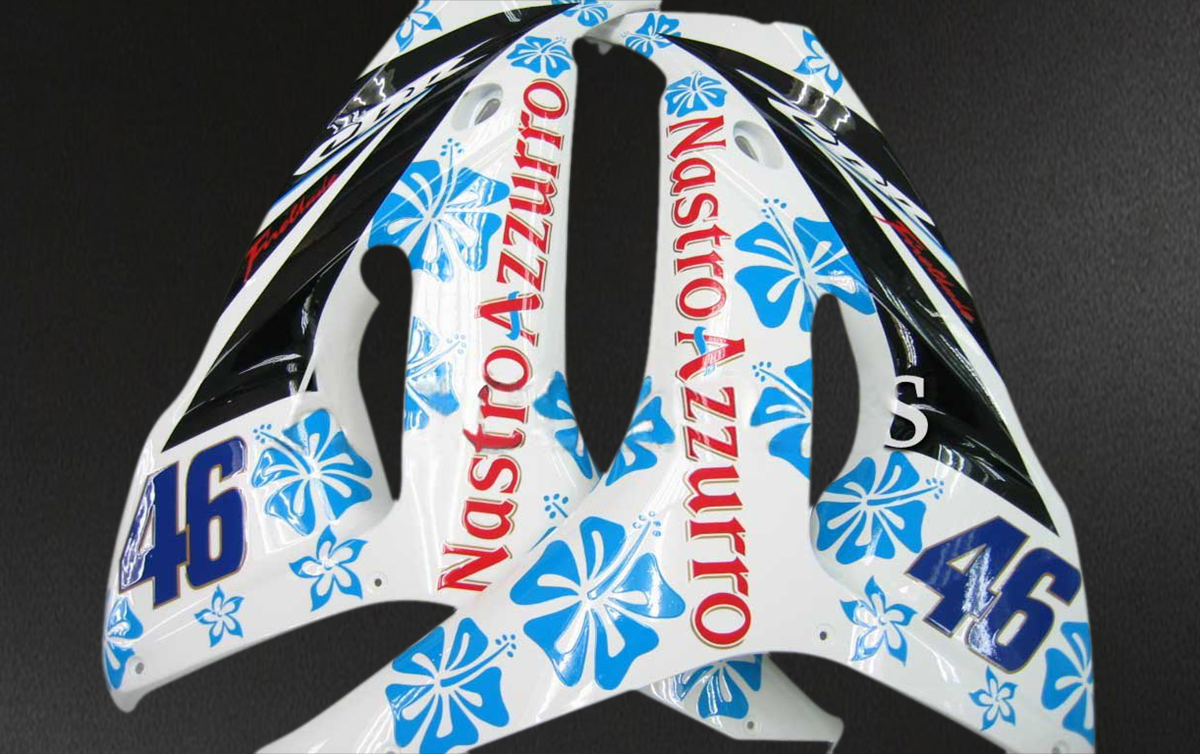 Honda CBR1000RR (2006-2007) White & Blue Floral - MERGEment Motorcycle Fairings Kit