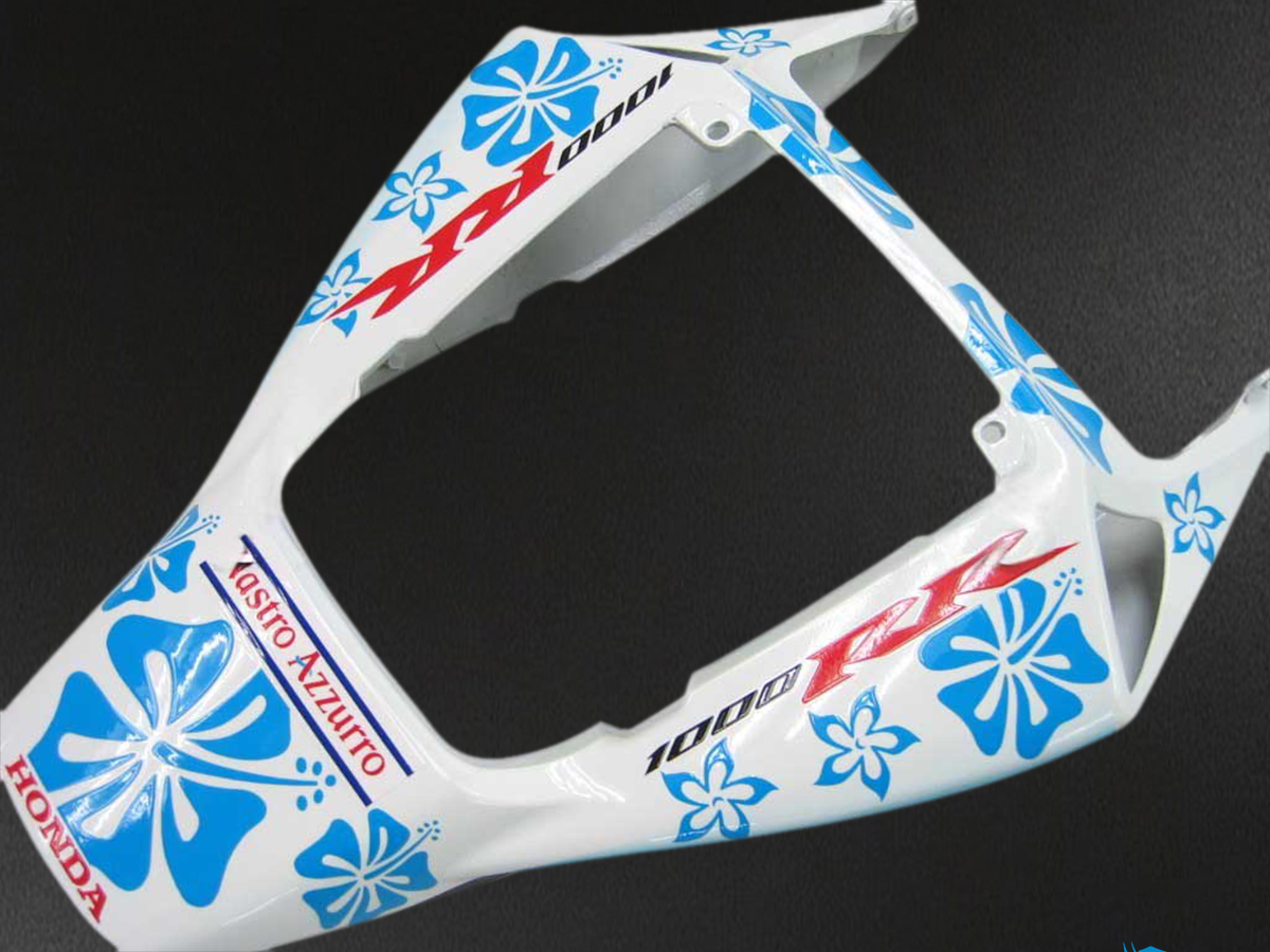 Honda CBR1000RR (2006-2007) White & Blue Floral - MERGEment Motorcycle Fairings Kit
