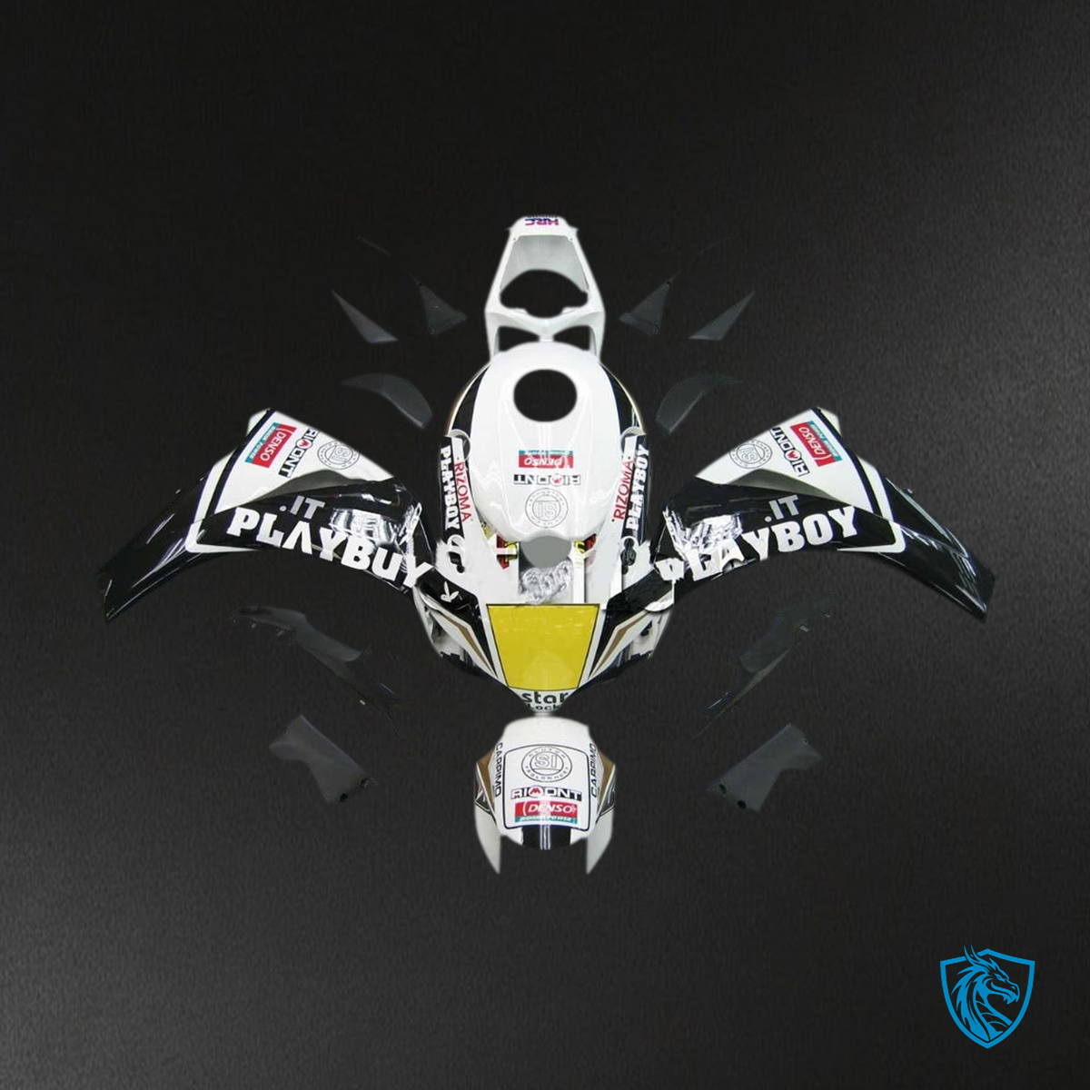Honda CBR1000RR (2008-2011) Black & White Playboy Fairings Kit - Aftermarket ABS Bodywork