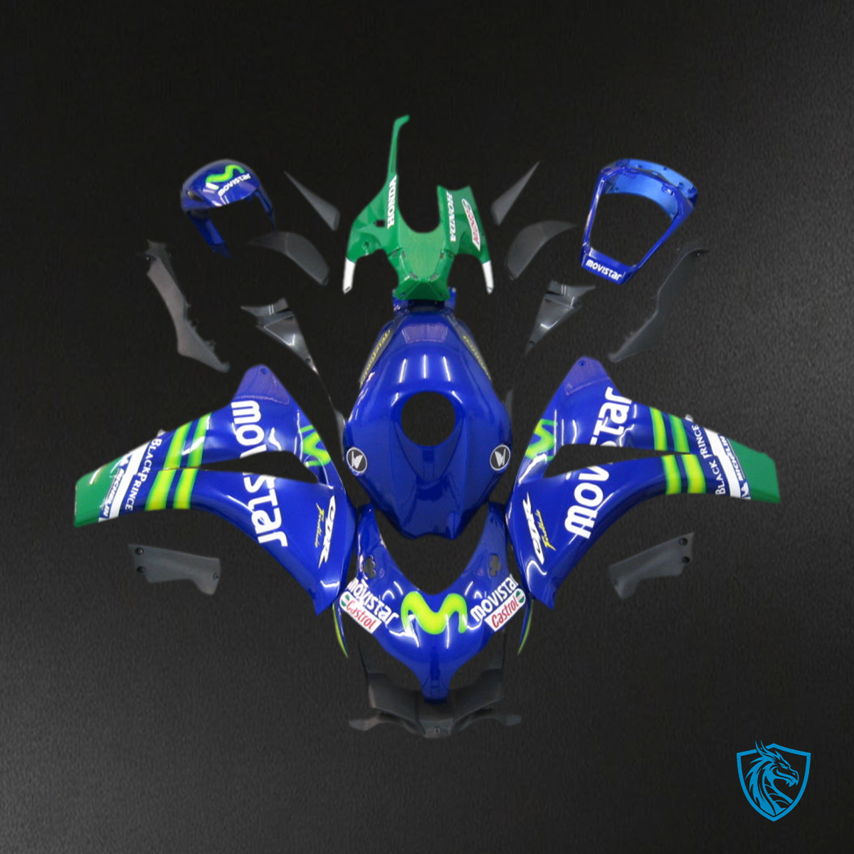 Honda CBR1000RR (2008-2011) Blue & Green Movistar Generic Fairings Kit | ABS Bodywork