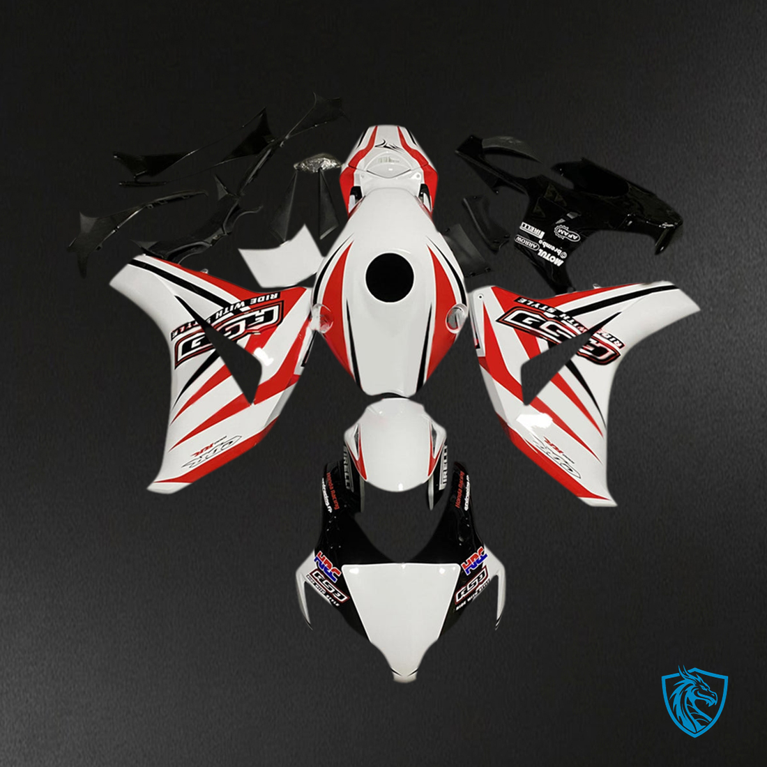 Honda CBR1000RR (2008-2011) White & Red - Custom ABS Fairing Kit