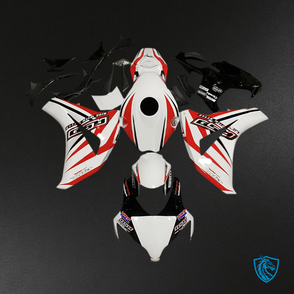 Honda CBR1000RR (2008-2011) White & Red - Custom ABS Fairing Kit
