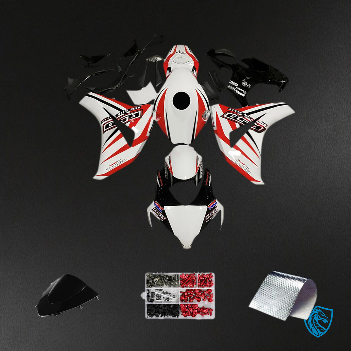 Honda CBR1000RR (2008-2011) White & Red - Custom ABS Fairing Kit