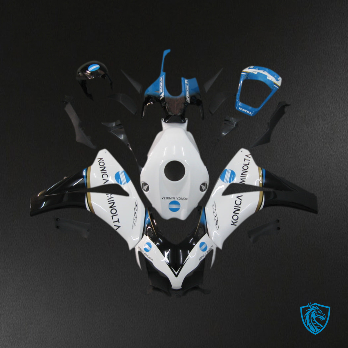 Honda CBR1000RR (2008-2011) White & Black Konica Minolta - MERGEment Motorcycle Fairings Kit