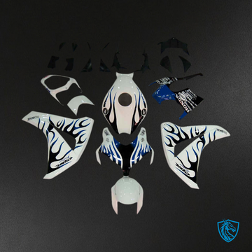 Honda CBR1000RR (2008-2011) White, Blue & Black Flame - MERGEment Motorcycle Fairings Kit