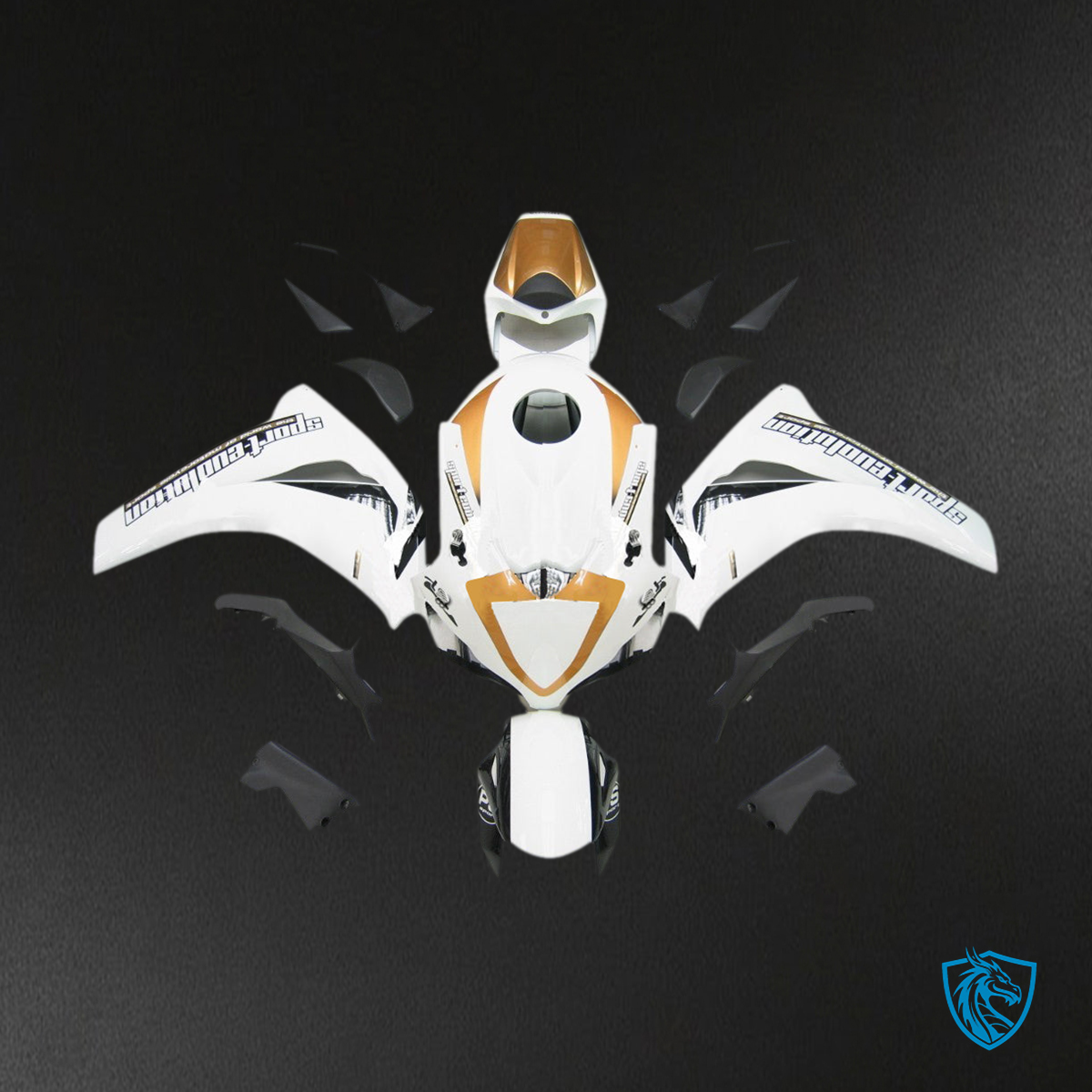 Honda CBR1000RR (2008-2011) White & Gold Sport-Evo Generic Fairings Kit - Aftermarket ABS Bodywork
