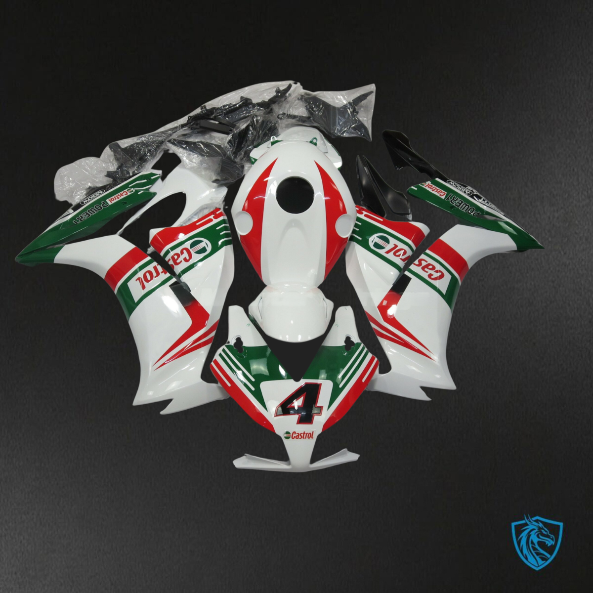 Honda CBR1000RR (2012-2016) White, Red & Green Castrol - Replacement Motorcycle Fairings Kit