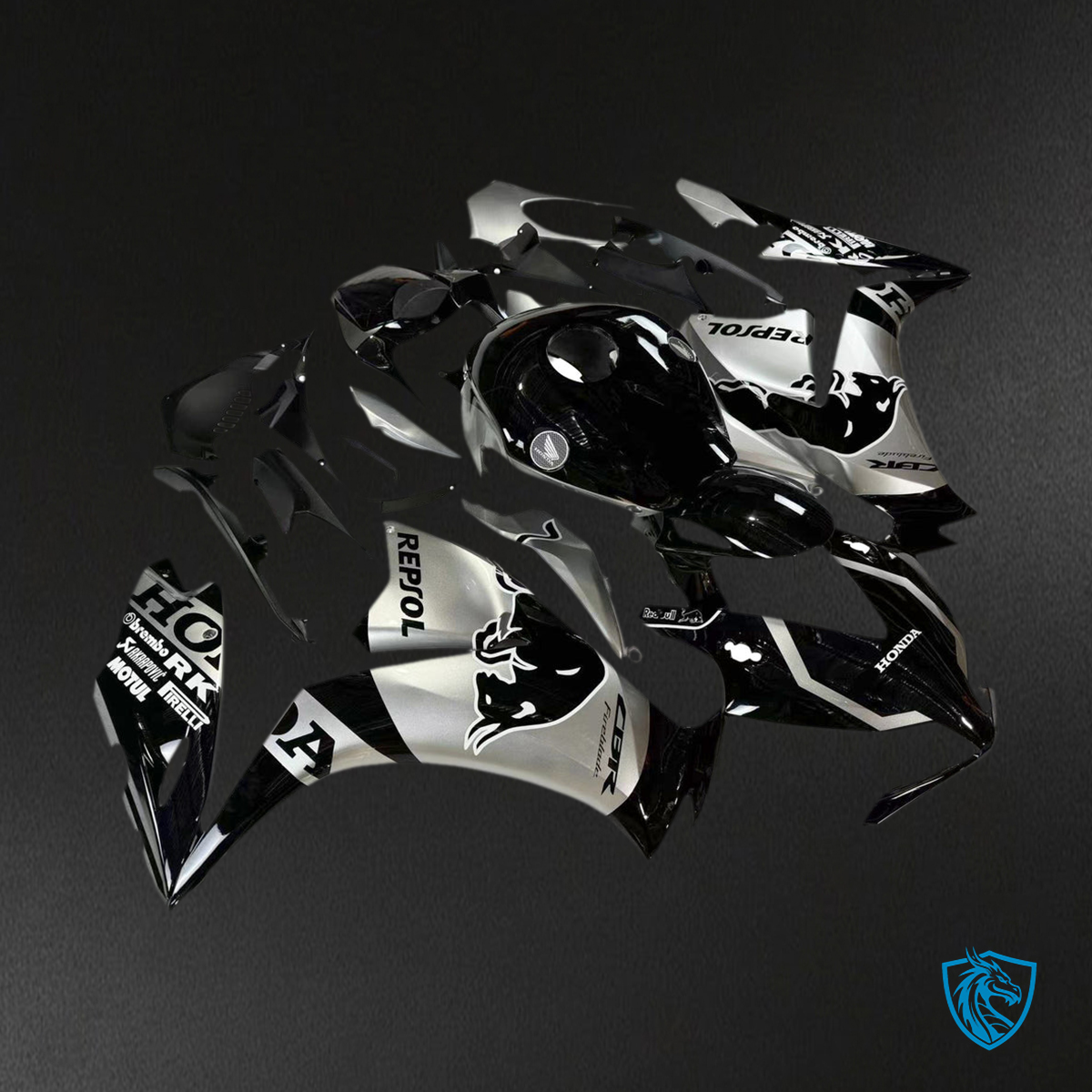 Honda CBR1000RR (2012-2016) Black & Silver - MERGEment Motorcycle Fairings Kit