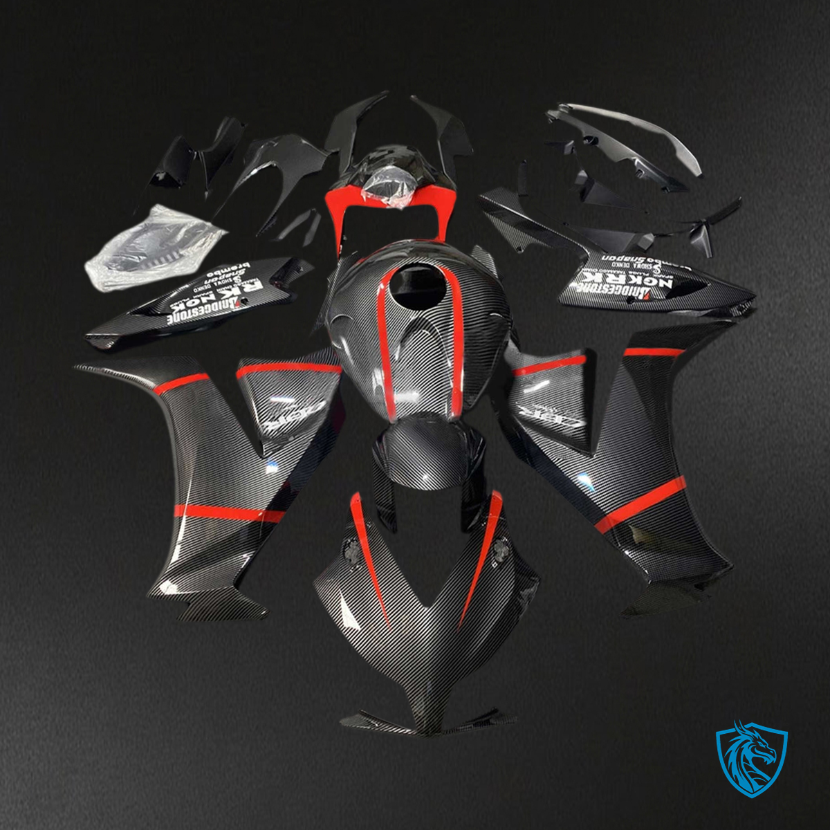 Honda CBR1000RR (2012-2016) Black & Red - Custom ABS Fairing Kit