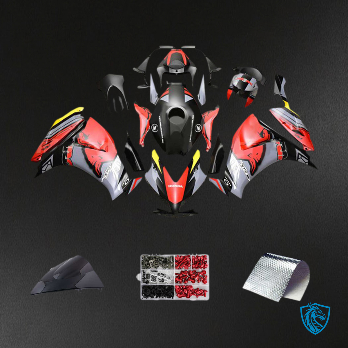 Honda CBR1000RR (2012-2016) Red, Black & Gray Fairing Kit - Aftermarket ABS Bodywork