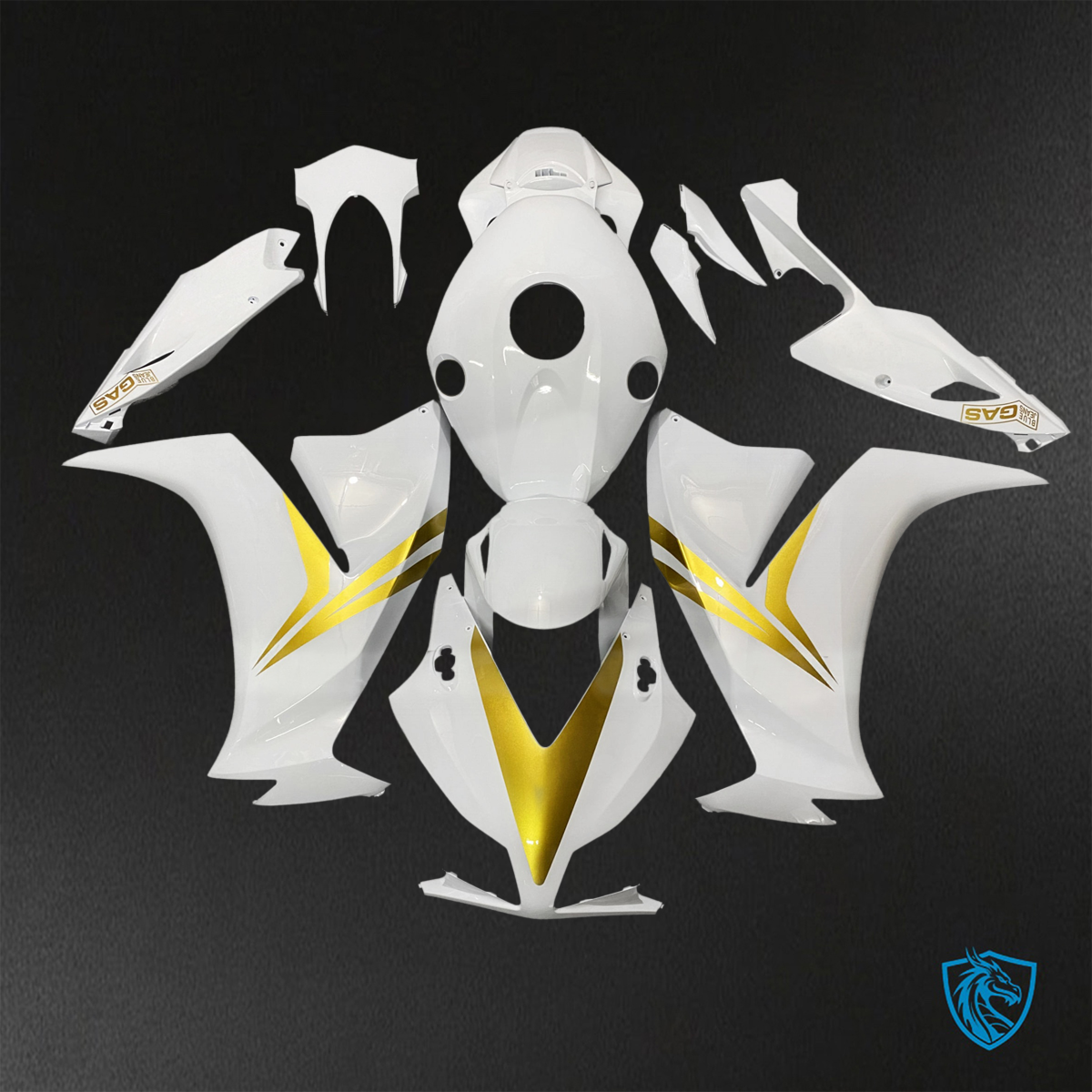 Honda CBR1000RR (2012-2016) Gloss White & Gold Fairings Kit - Aftermarket ABS Bodywork