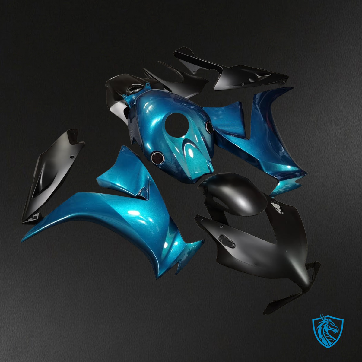 Honda CBR1000RR (2012-2016) Matte Black & Blue Fairing Kit - Aftermarket ABS Bodywork