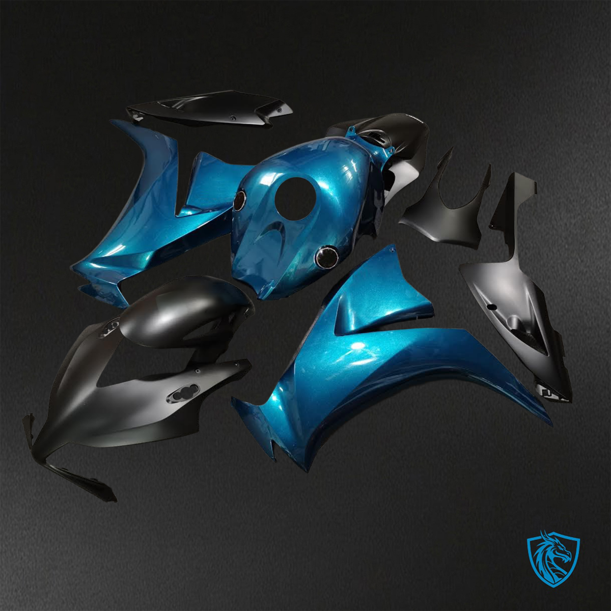 Honda CBR1000RR (2012-2016) Matte Black & Blue Fairing Kit - Aftermarket ABS Bodywork