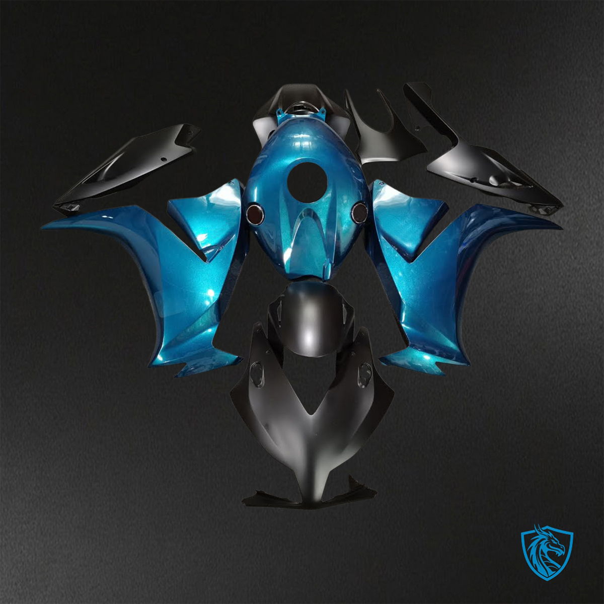 Honda CBR1000RR (2012-2016) Matte Black & Blue Fairing Kit - Aftermarket ABS Bodywork