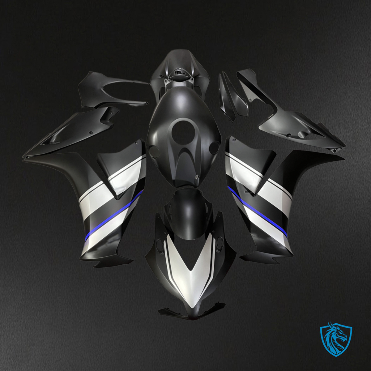 Honda CBR1000RR (2012-2016) Matte Black, Blue & White - Replacement Motorcycle Fairings Kit