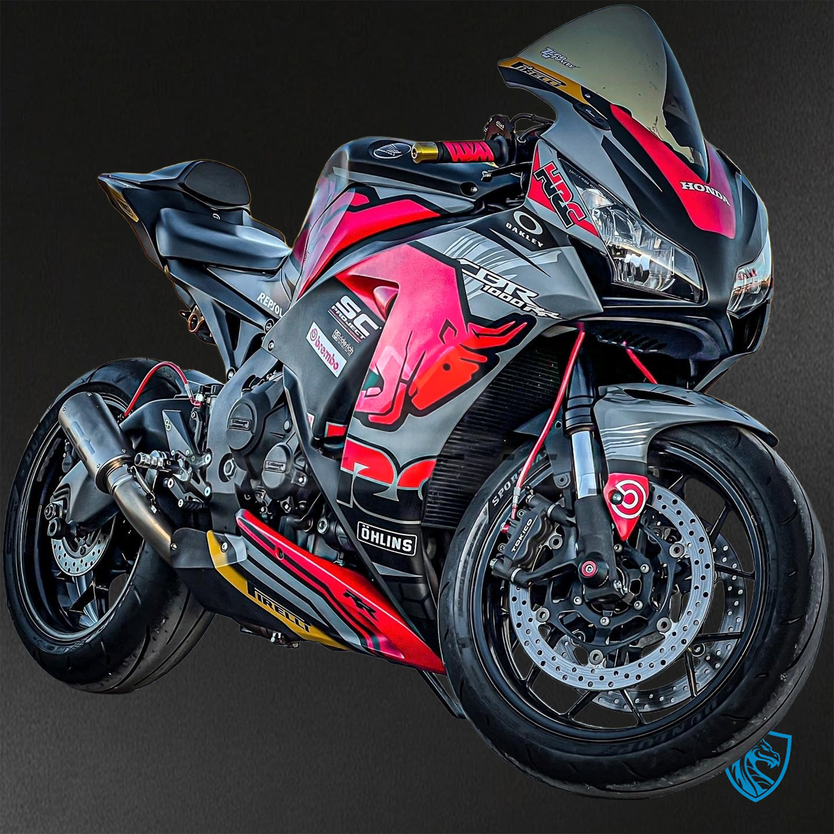 Honda CBR1000RR (2012-2016) Matte Grey, Black and Red Bull Fairings Kit - Aftermarket ABS Bodywork